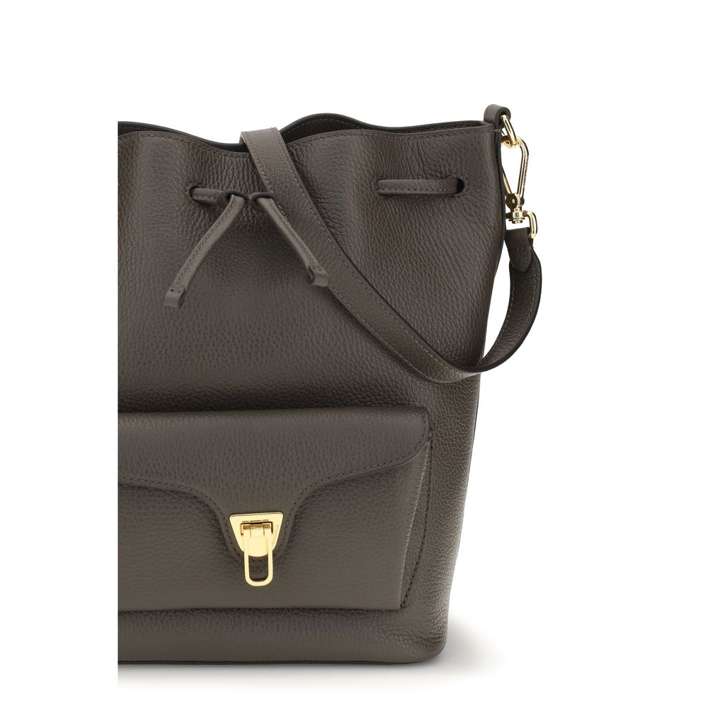 Women’s Coccinelle Brown Calf Leather Bos Taurus Backet Bag