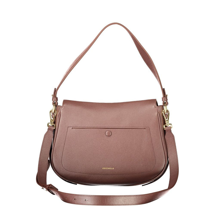 Women’s Coccinelle Brown Leather Bag with Removable Strap and Compartments