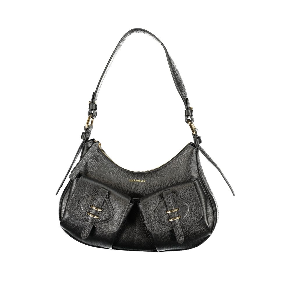 Women’s Coccinelle Nero Leather Bag with Multiple Pockets