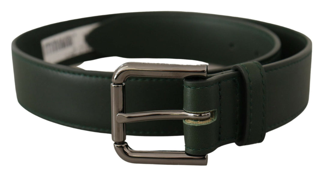 Women’s Dolce &amp; Gabbana Army Green Leather Logo Metal Waist Buckle Belt