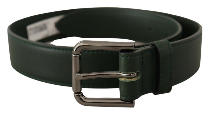 Women’s Dolce &amp; Gabbana Army Green Leather Logo Metal Waist Buckle Belt