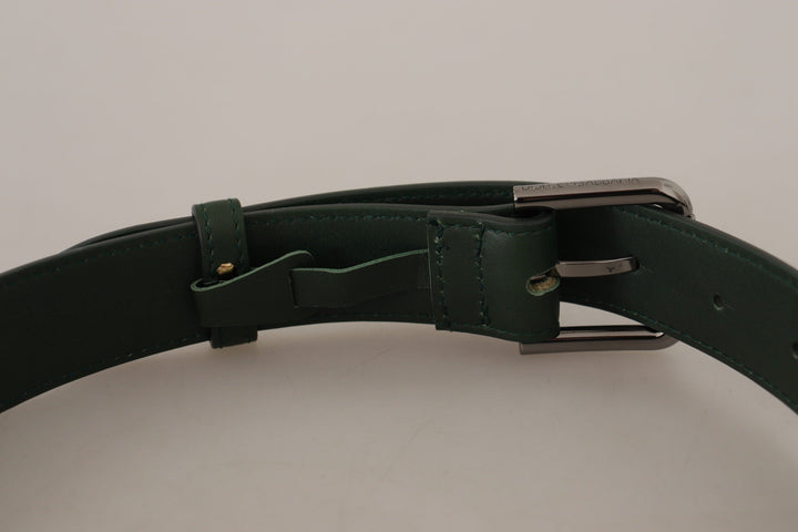 Women’s Dolce &amp; Gabbana Army Green Leather Logo Metal Waist Buckle Belt