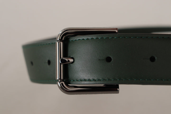 Women’s Dolce &amp; Gabbana Army Green Leather Logo Metal Waist Buckle Belt