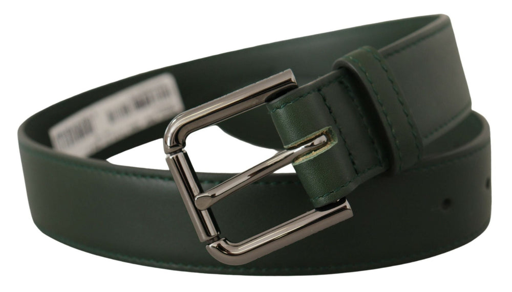 Women’s Dolce & Gabbana Army Green Leather Logo Metal Waist Buckle Belt