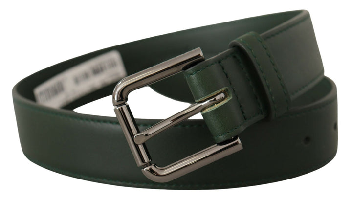 Women’s Dolce &amp; Gabbana Army Green Leather Logo Metal Waist Buckle Belt