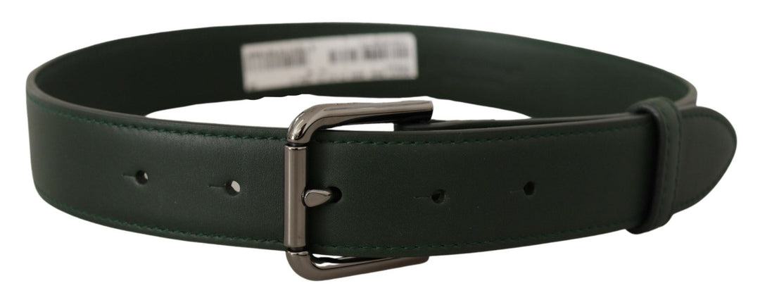 Women’s Dolce &amp; Gabbana Army Green Leather Logo Metal Waist Buckle Belt