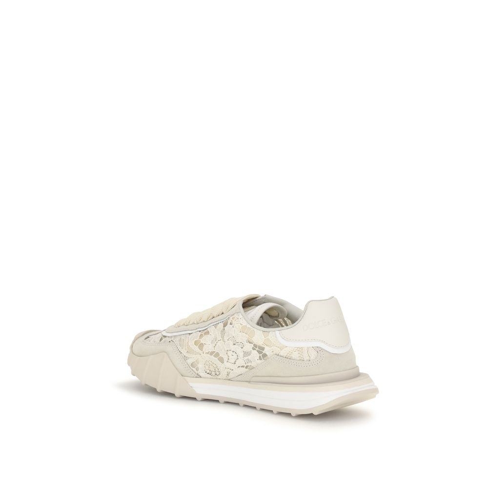 Dolce &amp; Gabbana Beige Calf Leather Bos Taurus Sneakers