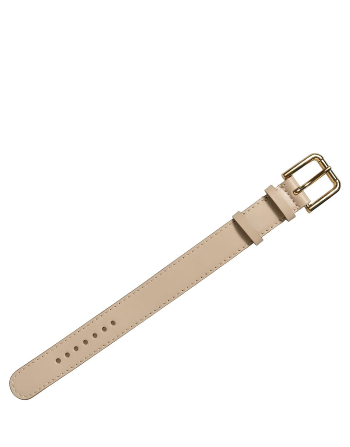 Women’s Dolce &amp; Gabbana Beige Calfskin Leather Gold Buckle Belt Strap Bracelet