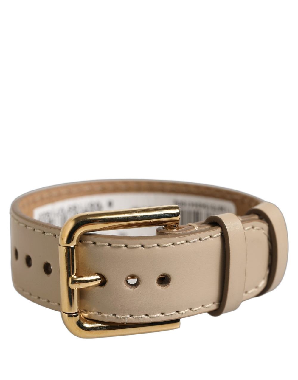 Women’s Dolce & Gabbana Beige Calfskin Leather Gold Buckle Belt Strap Bracelet