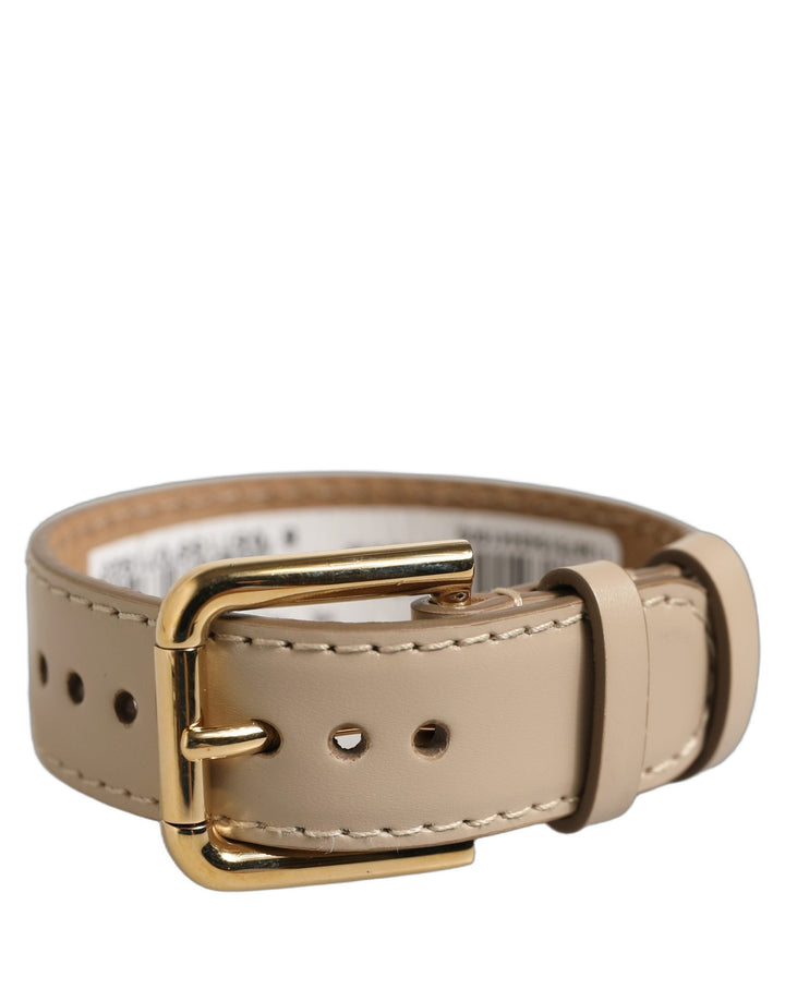 Women’s Dolce &amp; Gabbana Beige Calfskin Leather Gold Buckle Belt Strap Bracelet