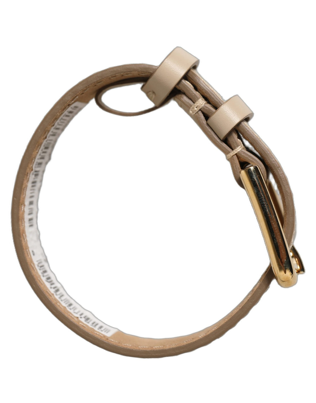 Women’s Dolce &amp; Gabbana Beige Calfskin Leather Gold Buckle Belt Strap Bracelet