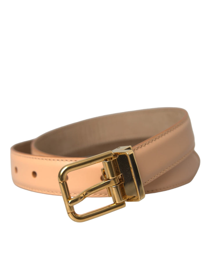 Women’s Dolce &amp; Gabbana Beige Calfskin Leather Gold Metal Buckle Belt