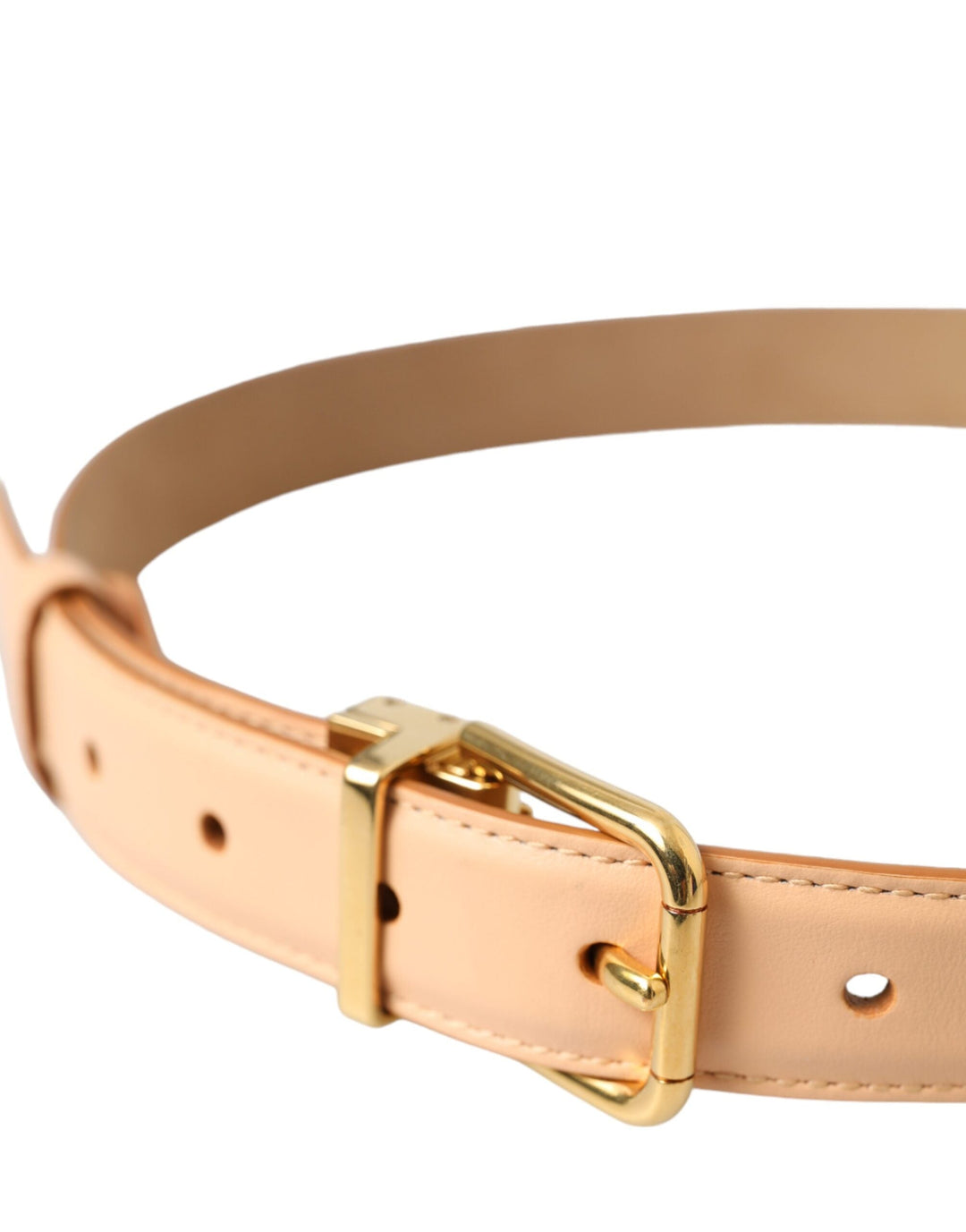 Women’s Dolce &amp; Gabbana Beige Calfskin Leather Gold Metal Buckle Belt