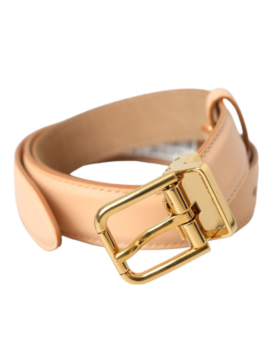 Women’s Dolce &amp; Gabbana Beige Calfskin Leather Gold Metal Buckle Belt