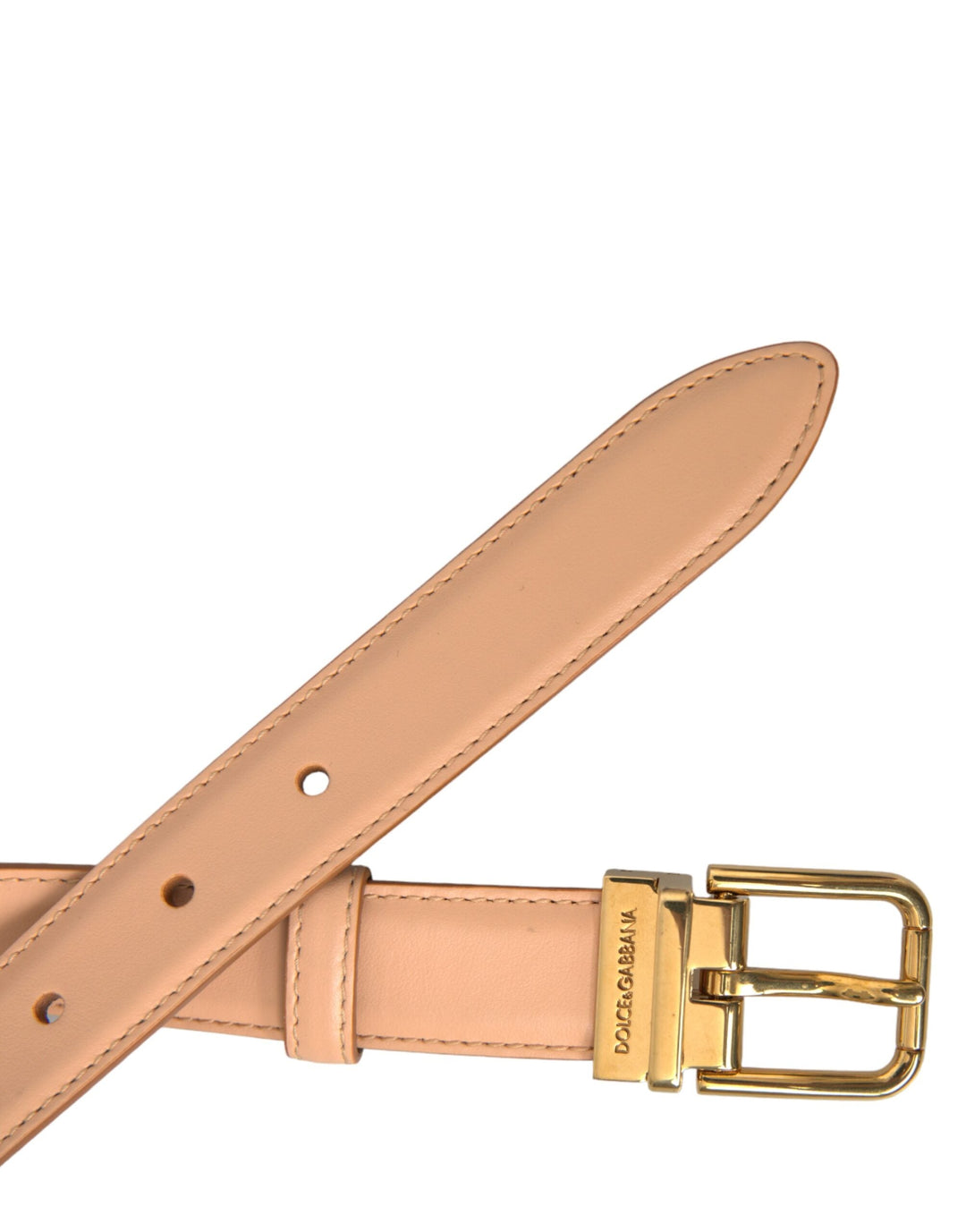 Women’s Dolce &amp; Gabbana Beige Calfskin Leather Gold Metal Buckle Belt