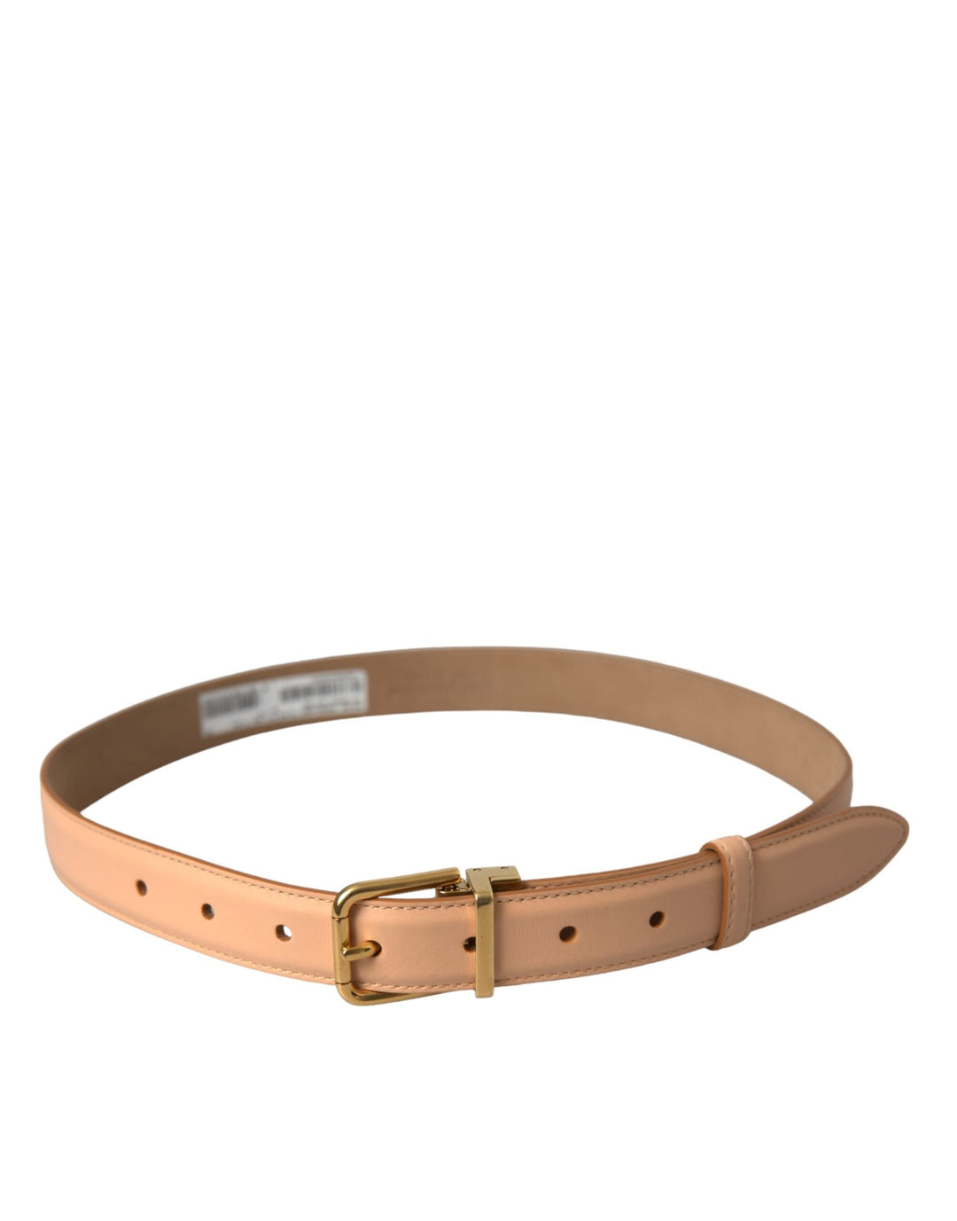 Women’s Dolce &amp; Gabbana Beige Calfskin Leather Gold Metal Buckle Belt