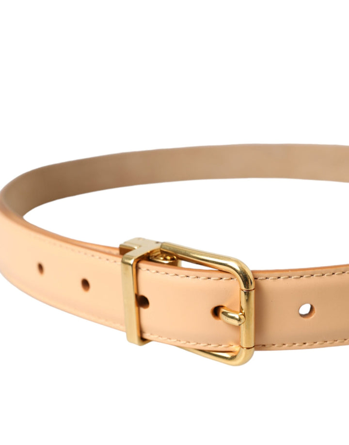 Women’s Dolce &amp; Gabbana Beige Calfskin Leather Gold Metal Buckle Belt