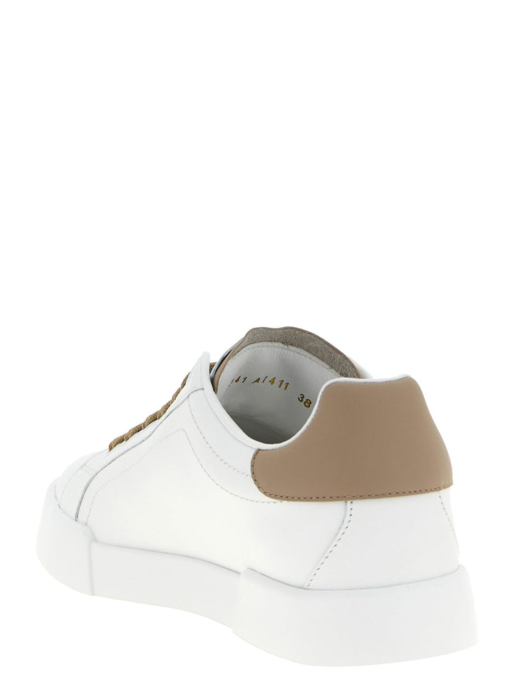 Dolce &amp; Gabbana Beige Calfskin Sneakers