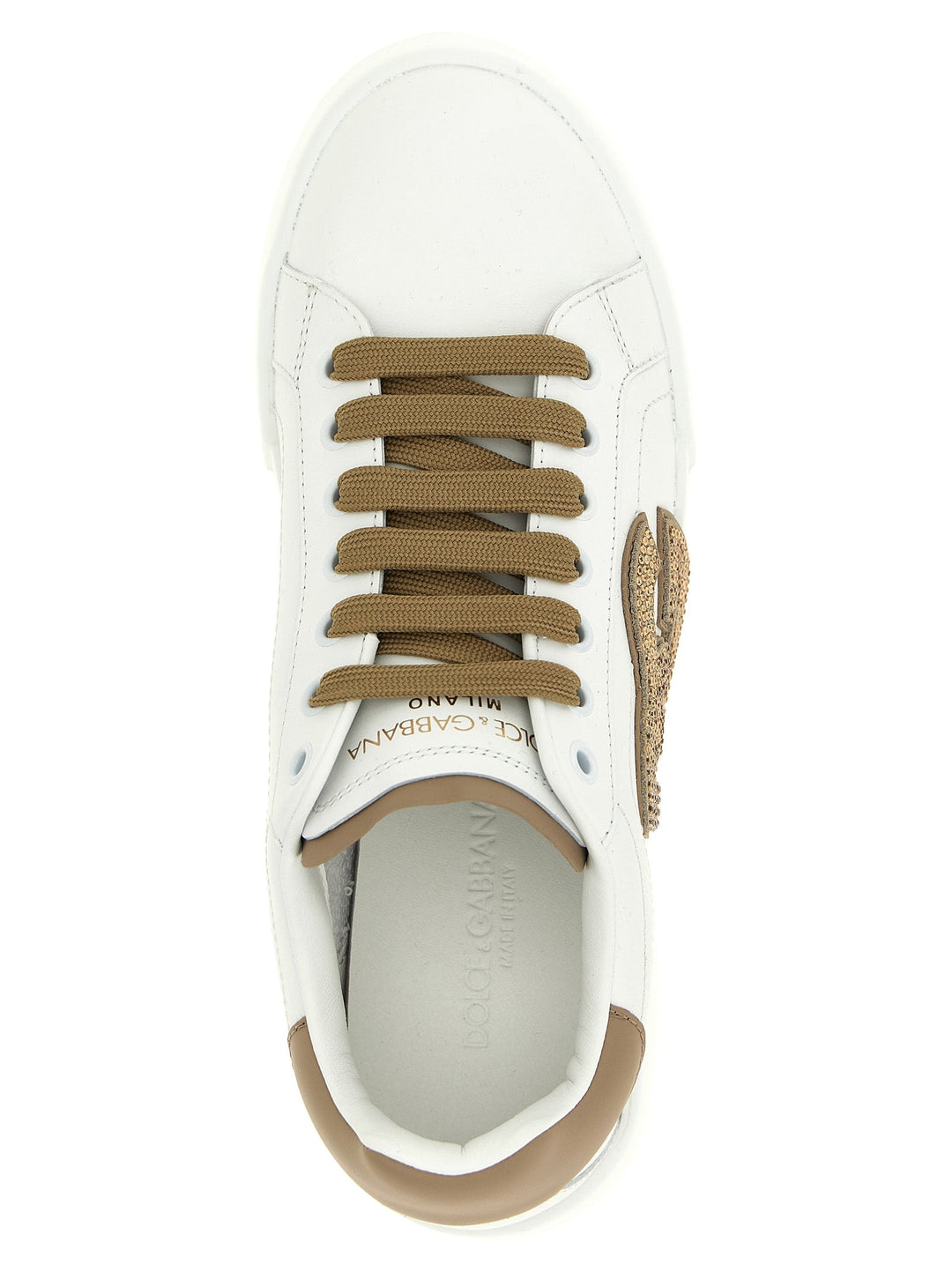 Dolce &amp; Gabbana Beige Calfskin Sneakers