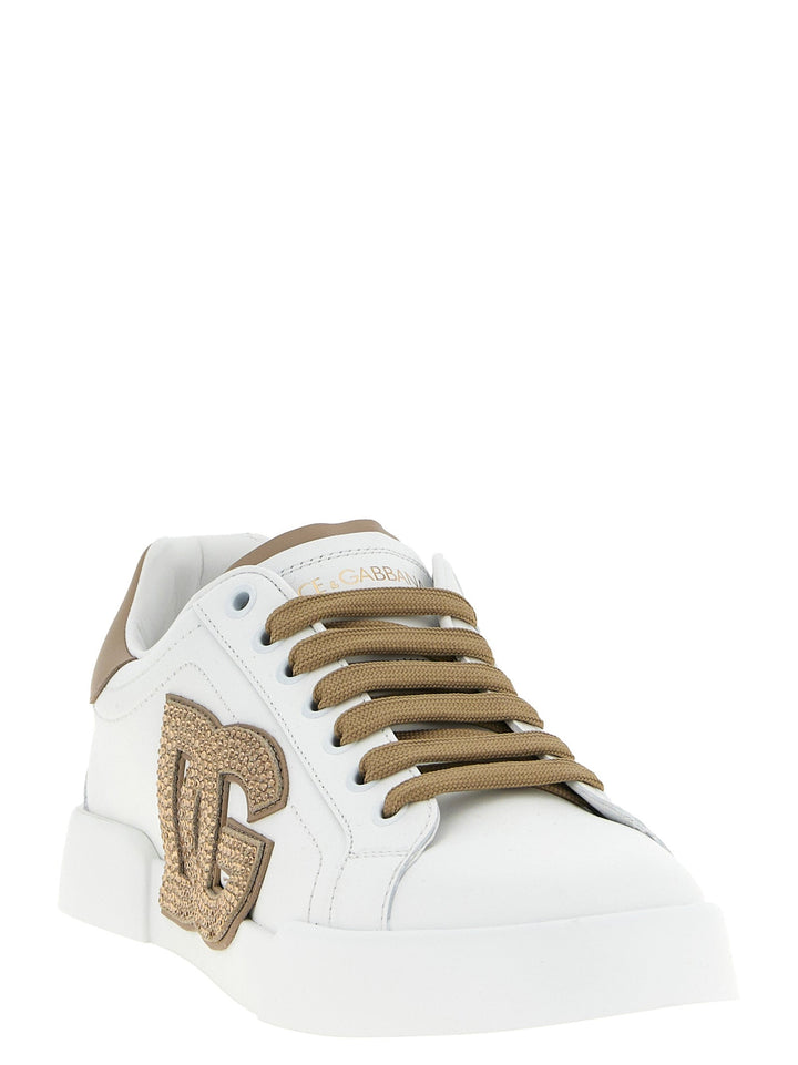 Dolce &amp; Gabbana Beige Calfskin Sneakers