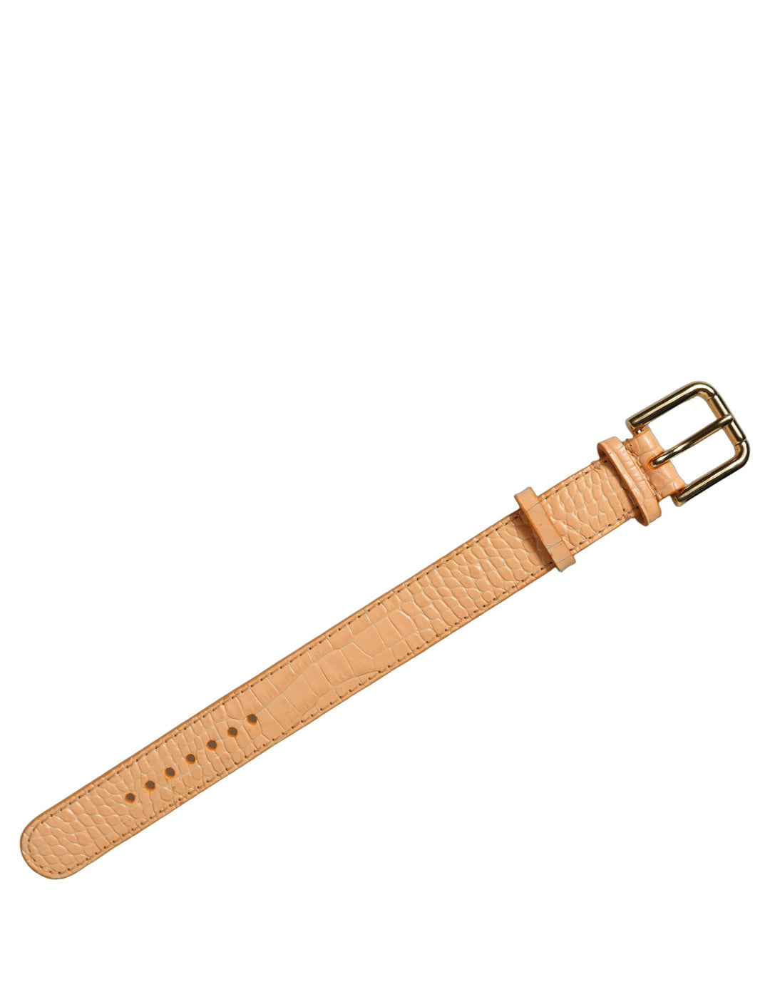 Women’s Dolce &amp; Gabbana Beige Embossed Leather Gold Buckle Belt Strap Bracelet