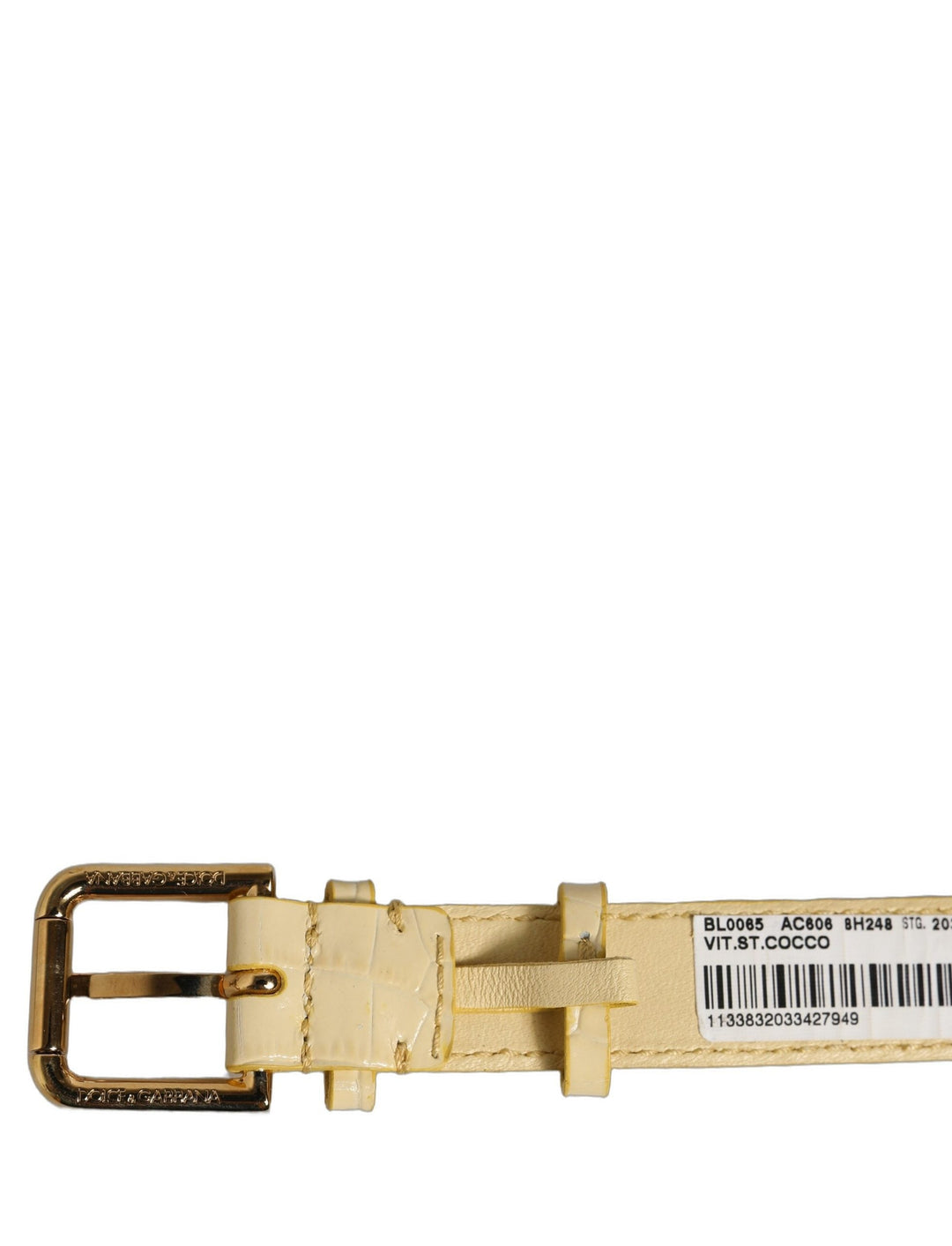 Women’s Dolce &amp; Gabbana Beige Embossed Leather Gold Buckle Belt Strap Bracelet