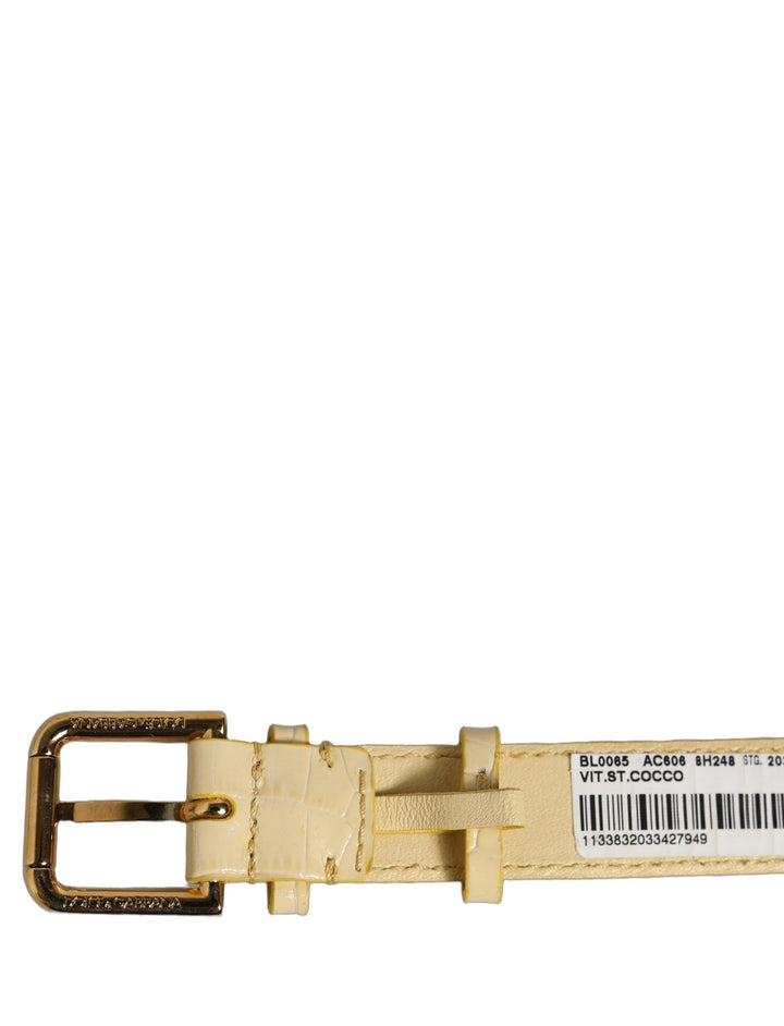 Women’s Dolce &amp; Gabbana Beige Embossed Leather Gold Buckle Belt Strap Bracelet