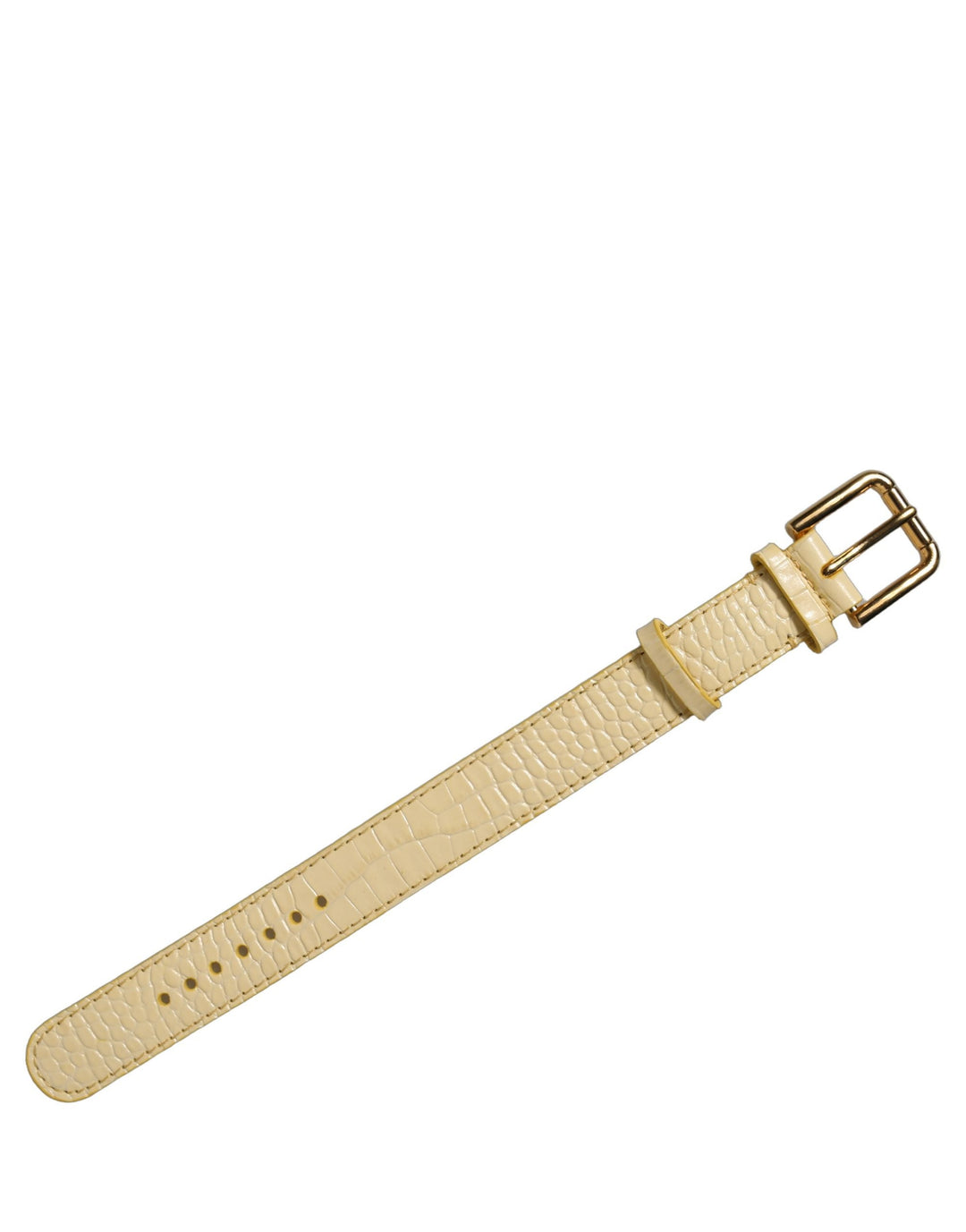Women’s Dolce &amp; Gabbana Beige Embossed Leather Gold Buckle Belt Strap Bracelet