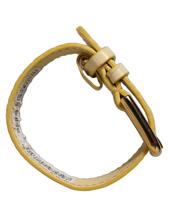 Women’s Dolce &amp; Gabbana Beige Embossed Leather Gold Buckle Belt Strap Bracelet