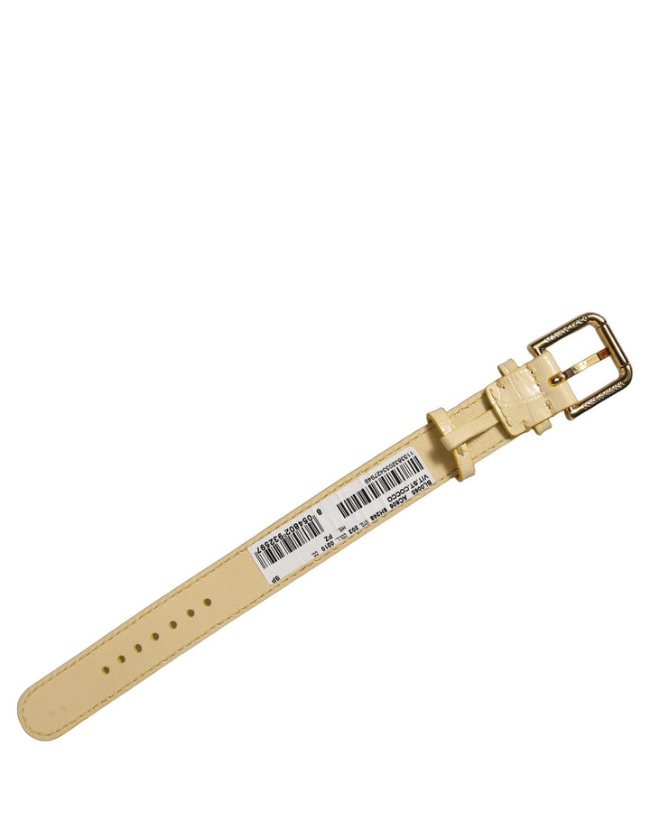 Women’s Dolce &amp; Gabbana Beige Embossed Leather Gold Buckle Belt Strap Bracelet