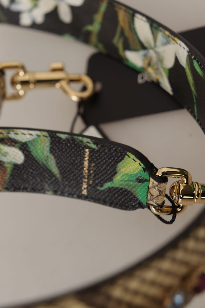 Women’s Dolce &amp; Gabbana Beige Exotic Leather Crystals Reversible Shoulder Strap