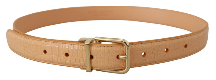 Women’s Dolce &amp; Gabbana Beige Exotic Leather Gold Metal Buckle Belt
