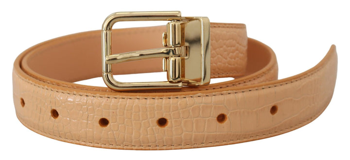 Women’s Dolce &amp; Gabbana Beige Exotic Leather Gold Metal Buckle Belt