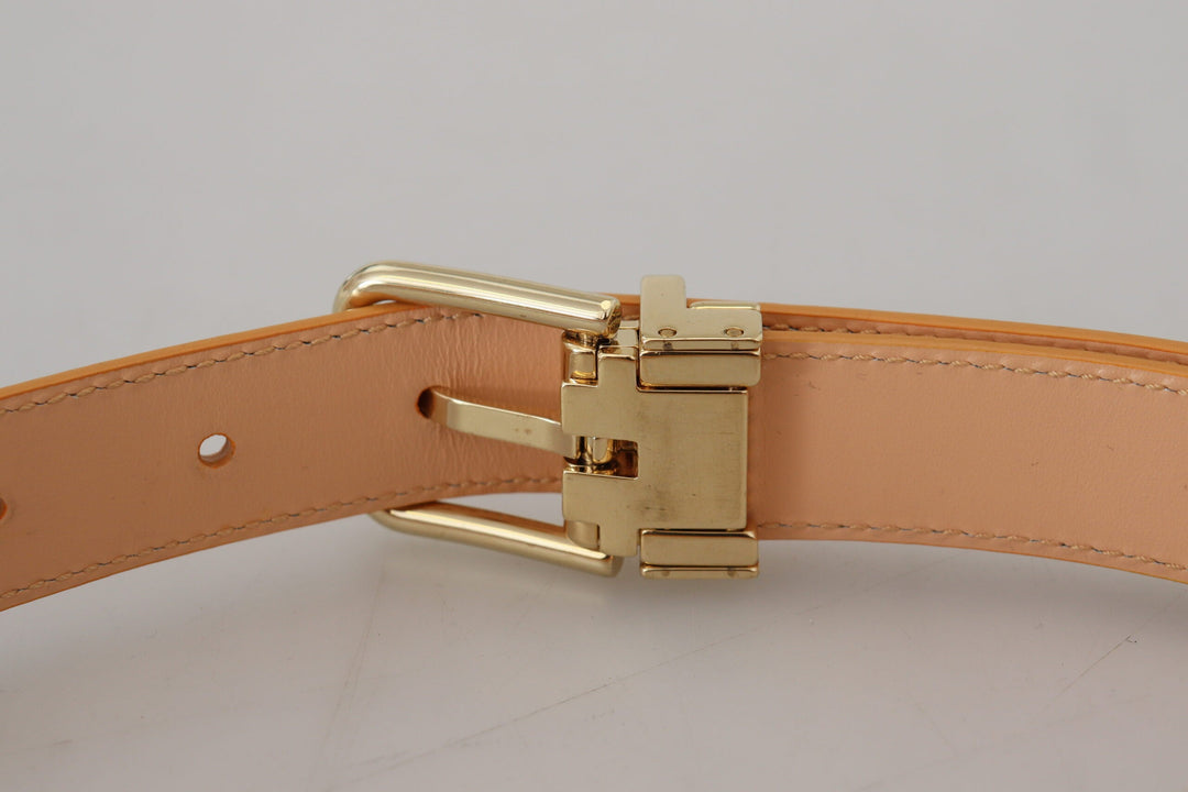 Women’s Dolce &amp; Gabbana Beige Exotic Leather Gold Metal Buckle Belt