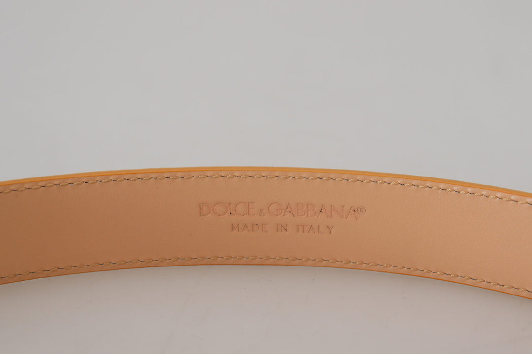 Women’s Dolce &amp; Gabbana Beige Exotic Leather Gold Metal Buckle Belt