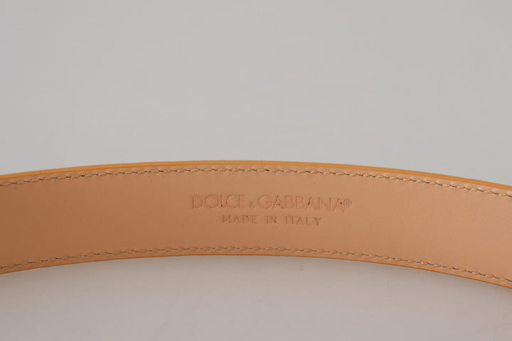 Women’s Dolce &amp; Gabbana Beige Exotic Leather Gold Metal Buckle Belt