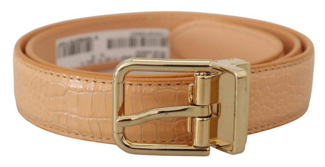 Women’s Dolce &amp; Gabbana Beige Exotic Leather Gold Metal Buckle Belt