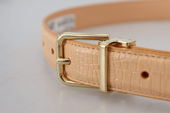 Women’s Dolce &amp; Gabbana Beige Exotic Leather Gold Metal Buckle Belt