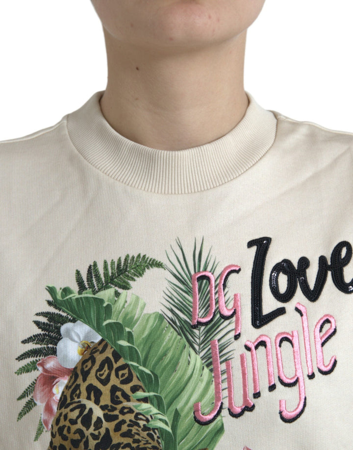 Women’s Dolce &amp; Gabbana Beige Jungle Printed Cotton Pullover Sweater