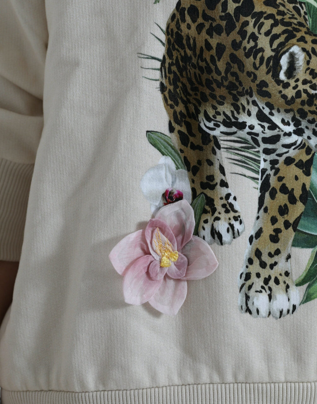 Women’s Dolce &amp; Gabbana Beige Jungle Printed Cotton Pullover Sweater