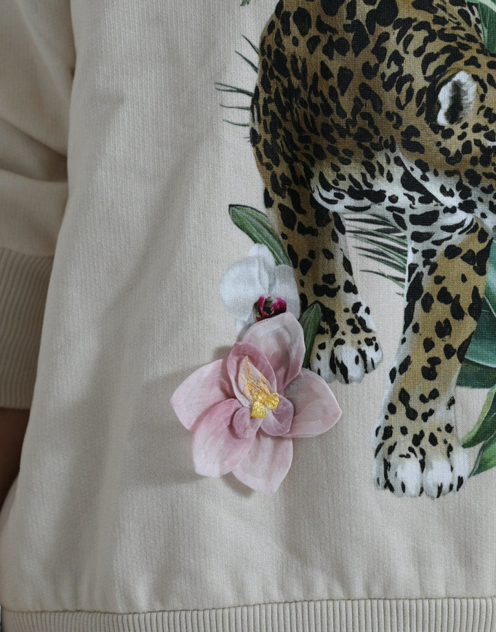 Women’s Dolce &amp; Gabbana Beige Jungle Printed Cotton Pullover Sweater