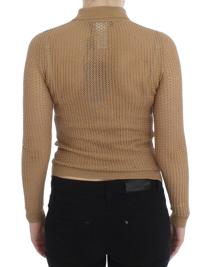 Women’s Dolce &amp; Gabbana Beige Knitted Cotton Polo Cardigan Sweater