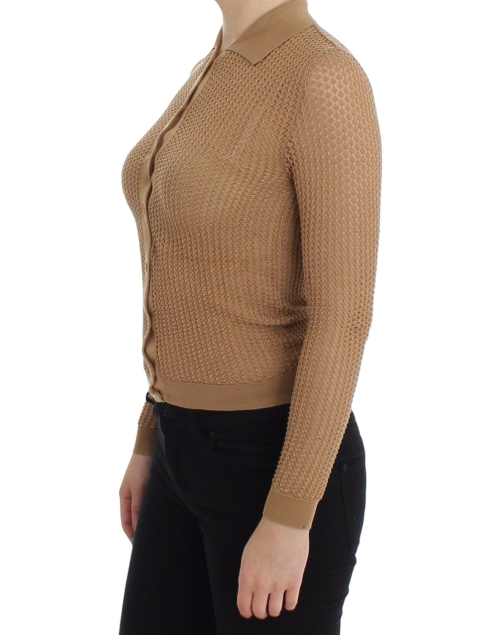 Women’s Dolce & Gabbana Beige Knitted Cotton Polo Cardigan Sweater