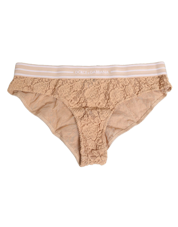 Women’s Dolce &amp; Gabbana Beige Lace Nylon High Waist Panty Underwear