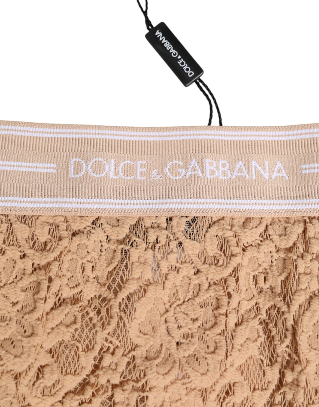 Women’s Dolce &amp; Gabbana Beige Lace Nylon High Waist Panty Underwear