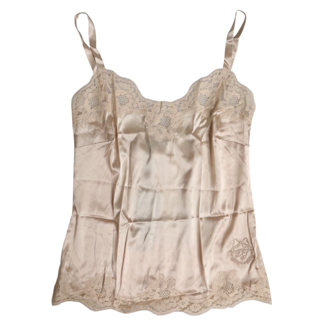 Women’s Dolce &amp; Gabbana Beige Lace Silk Satin Tank Lingerie Underwear