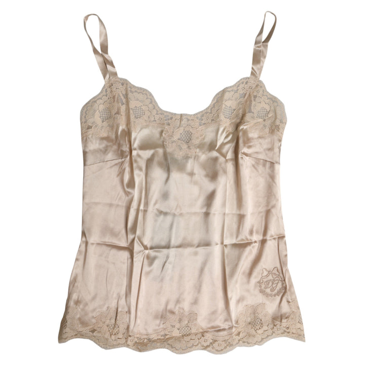 Women’s Dolce &amp; Gabbana Beige Lace Silk Satin Tank Lingerie Underwear
