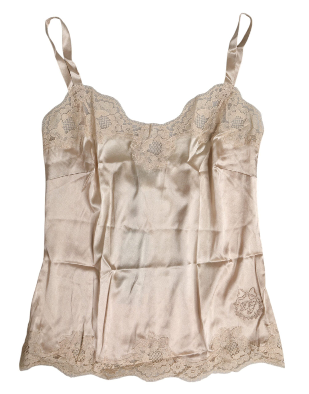 Women’s Dolce &amp; Gabbana Beige Lace Silk Satin Tank Lingerie Underwear