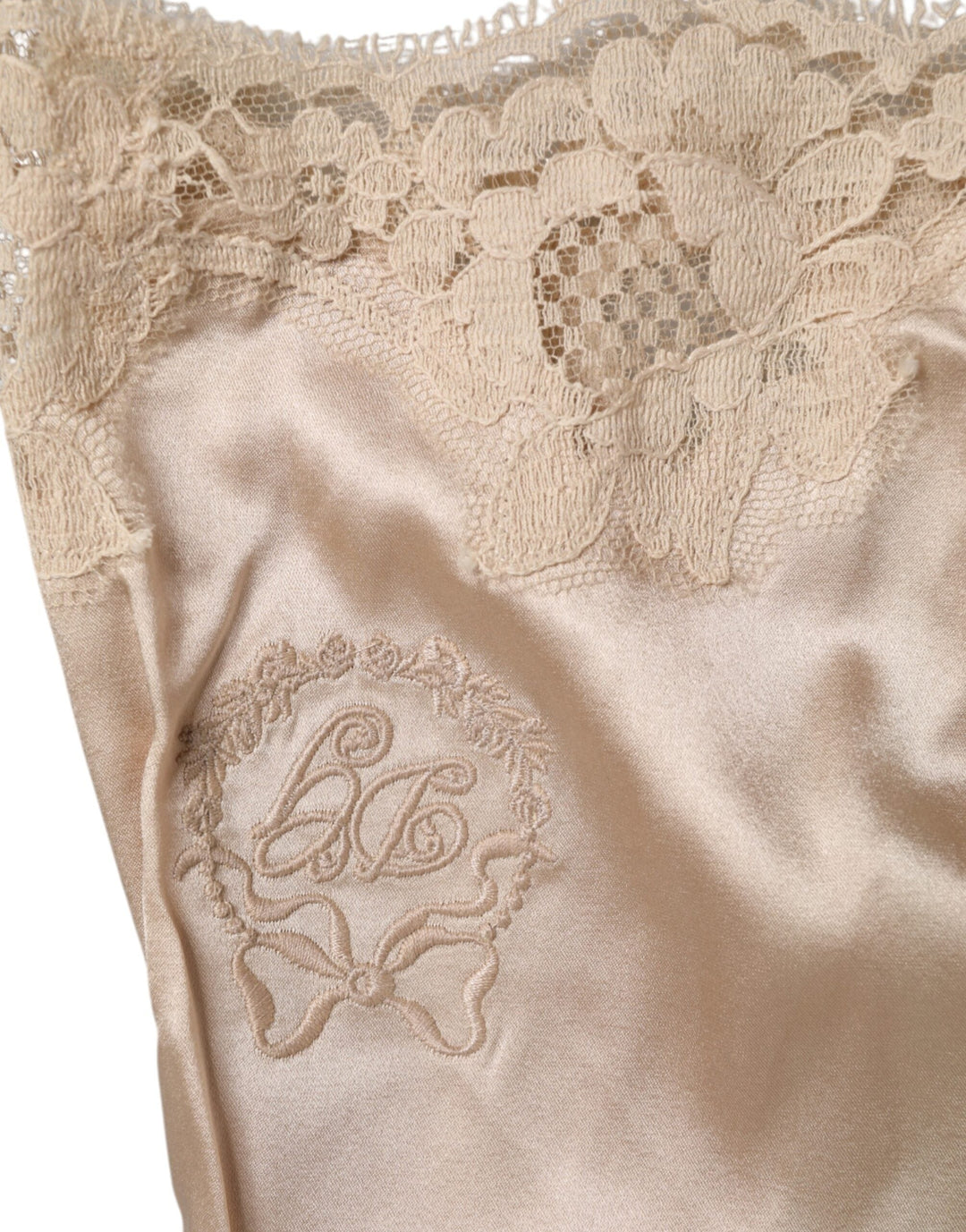 Women’s Dolce &amp; Gabbana Beige Lace Silk Satin Tank Lingerie Underwear