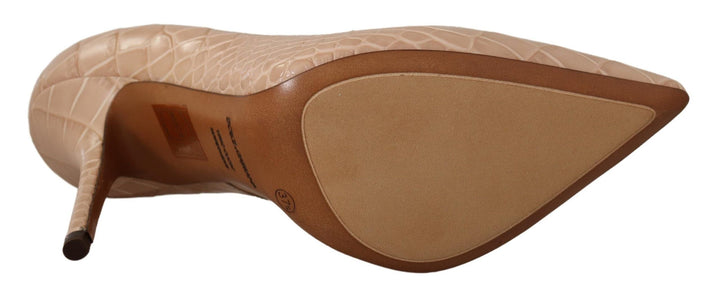Women’s Dolce &amp; Gabbana Beige Leather Bellucci Heels Pumps Shoes